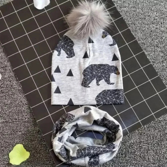 Baby Boy Pom Pom Beanie & Scarf - Picture 1 of 6